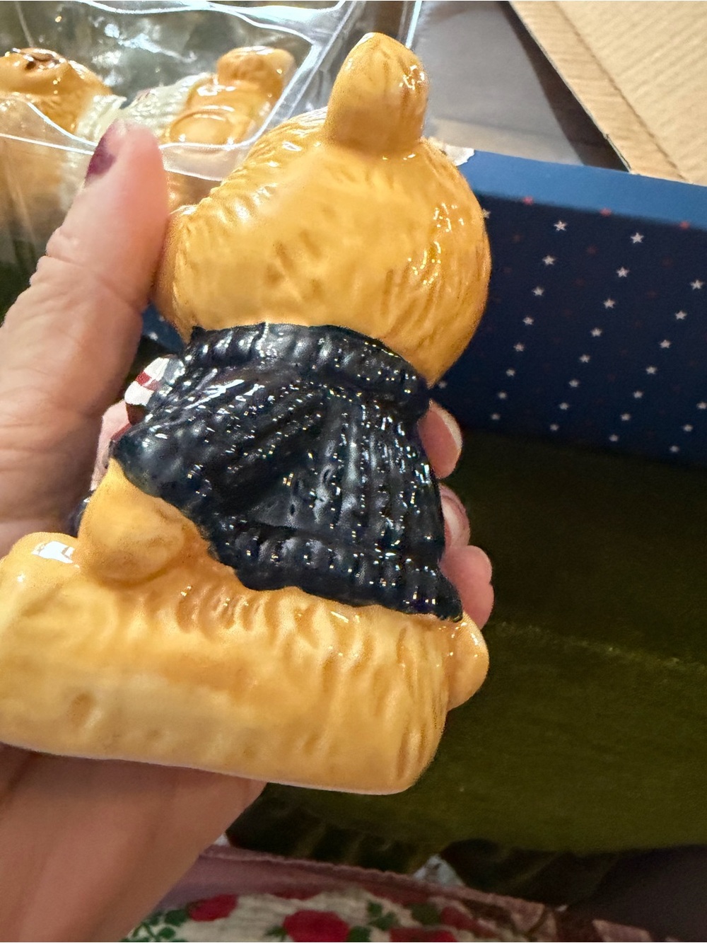 Dabney Lee Blue & White Teddy Bear Salt & Pepper Shaker Set - Picture 16 of 16
